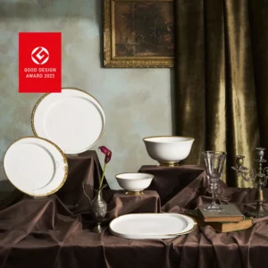 Exclusive  100th Anniversary of the Turkish Republic 30-Piece Bone China Dinner Set for 6 People, White Gold