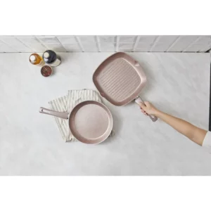 Karaca Rosegold Biogranite 2-Piece Induction Pan-Grill Set, Rose Gold