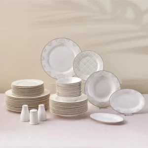 Exclusive  Siena 53-Piece Bone China Dinner Set for 12 People, Gold
