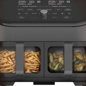 8-in-1 Dual Drawer Air Fryer: ClearCook & Stainless Steel