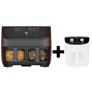 BUNDLE: Instant Vortex Plus Dual Drawer 8-in-1 Air Fryer with ClearCook Black & 3.8L Air Fryer