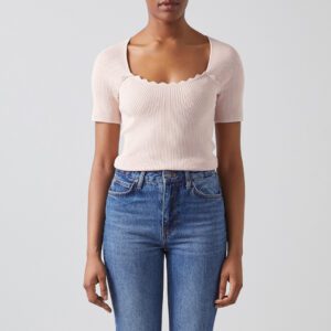 Pink Rib Scoop Neck Top