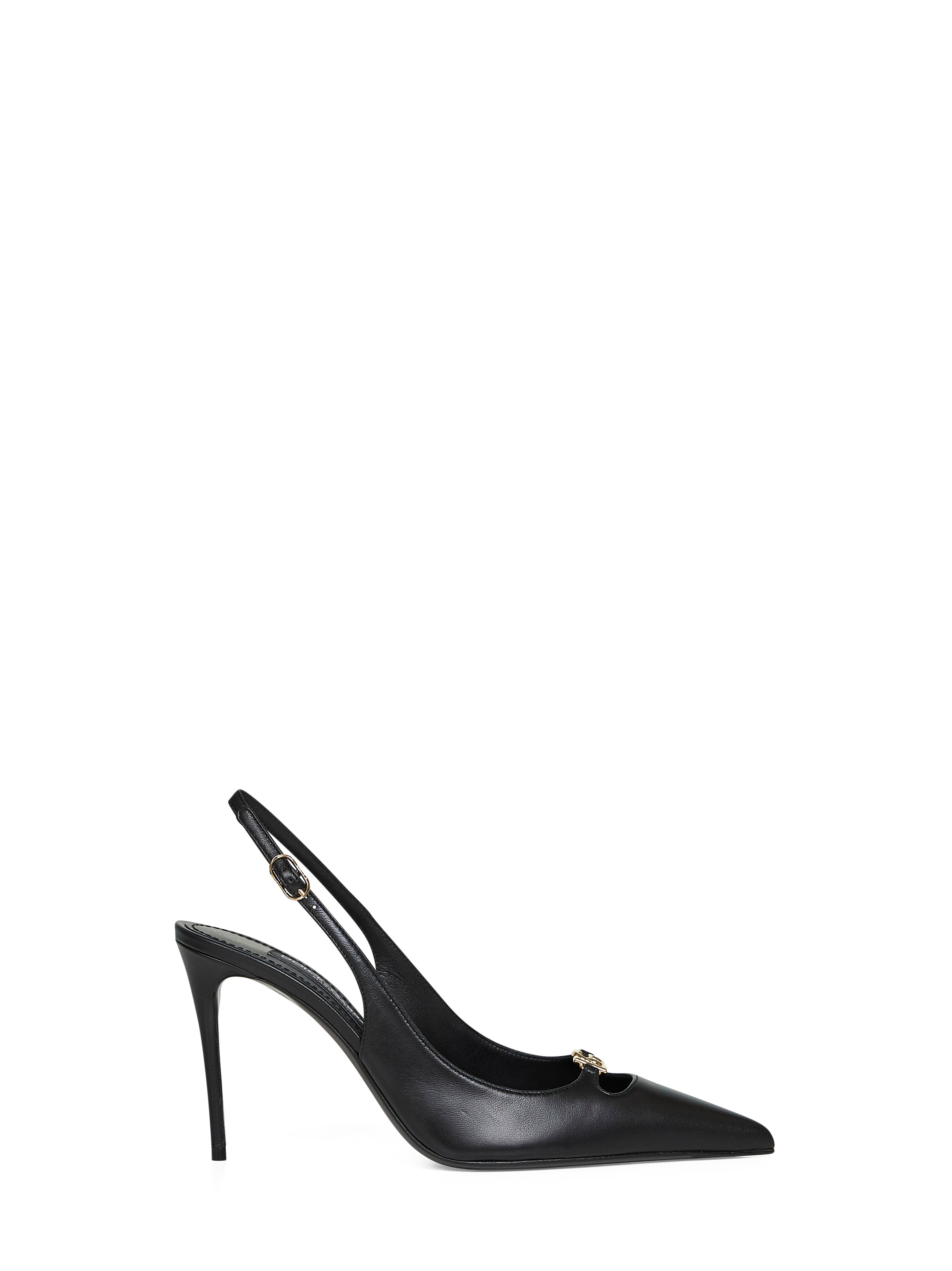 Dolce & Gabbana Black Silky Nappa Leather Slingback Pumps 38.5