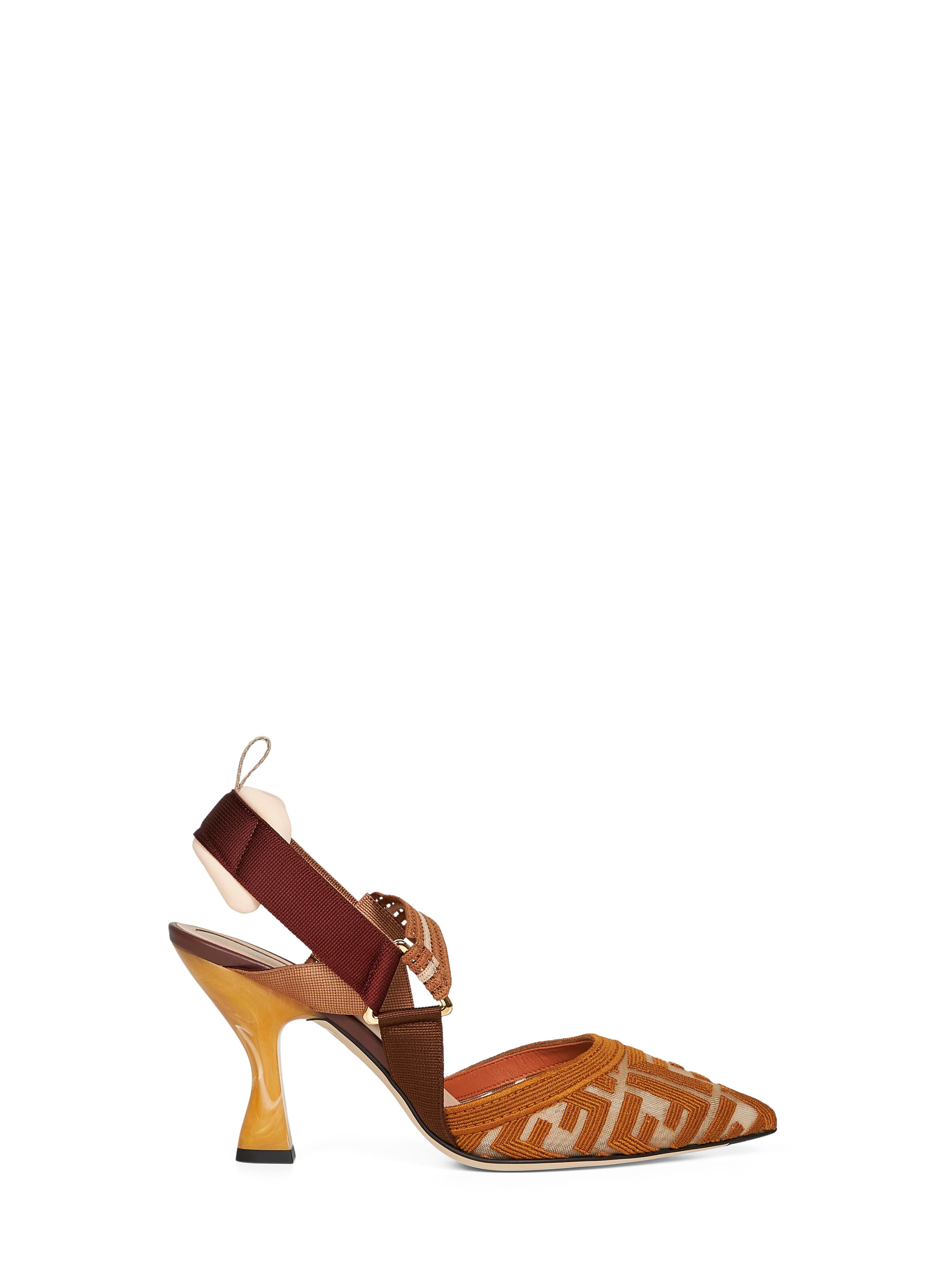 Fendi Brown FF Fabric Colibrì Slingback Pumps for Women – Size 37