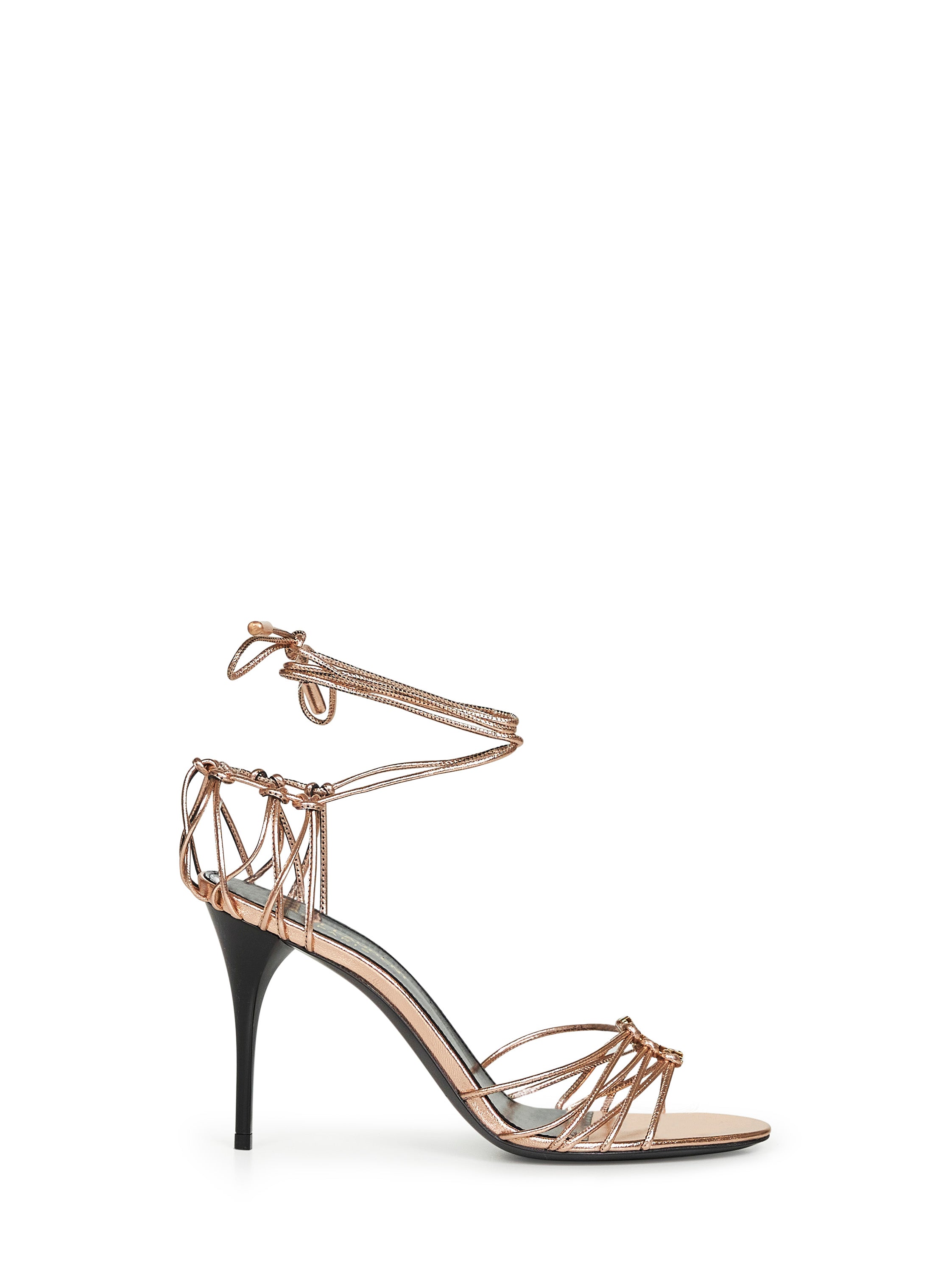 Saint Laurent Nude Metallic Nappa Leather Babylone Sandals 40