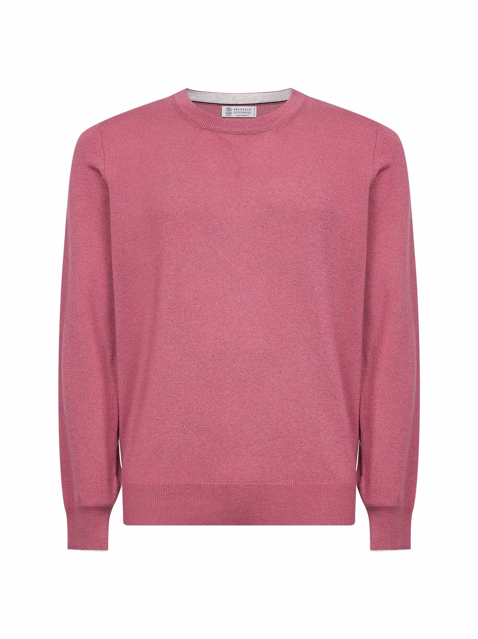 BRUNELLO CUCINELLI | Coral cashmere crewneck sweater | Man | 48
