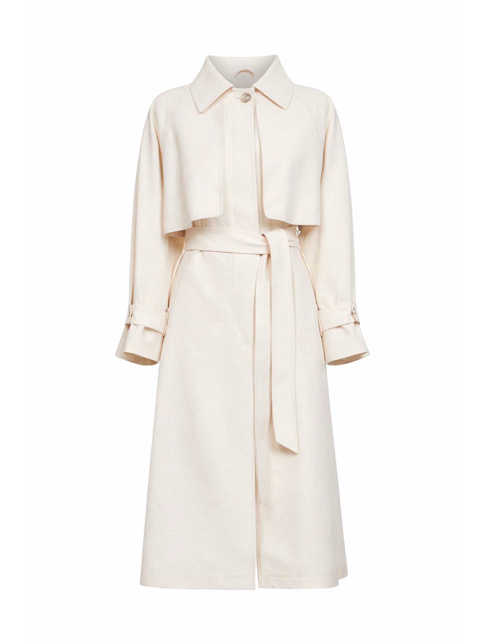 HERNO | Ivory Fresh Crinkle Woven belted trench coat | Women | 38