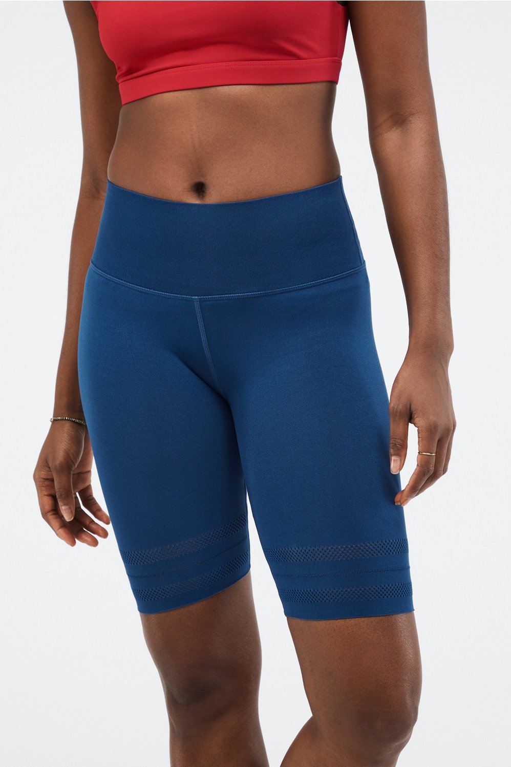 Fabletics High-Waisted SculptKnit Perforated Shorts Review: Stylish Comfort in Blue