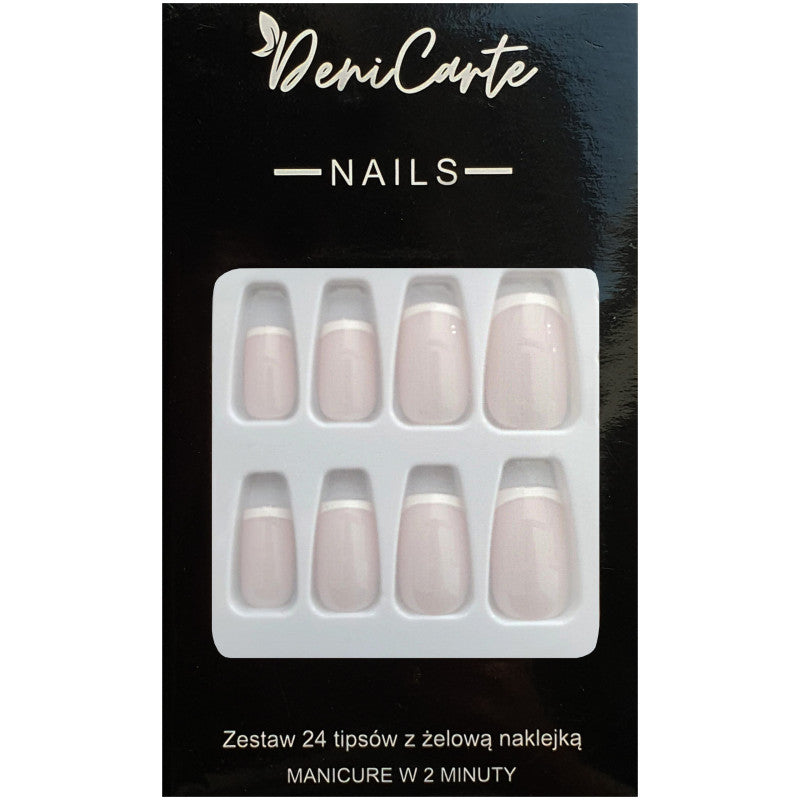 Deni Carte Tipsy French – French Style Artificial Nails, Various Models White French Swirl