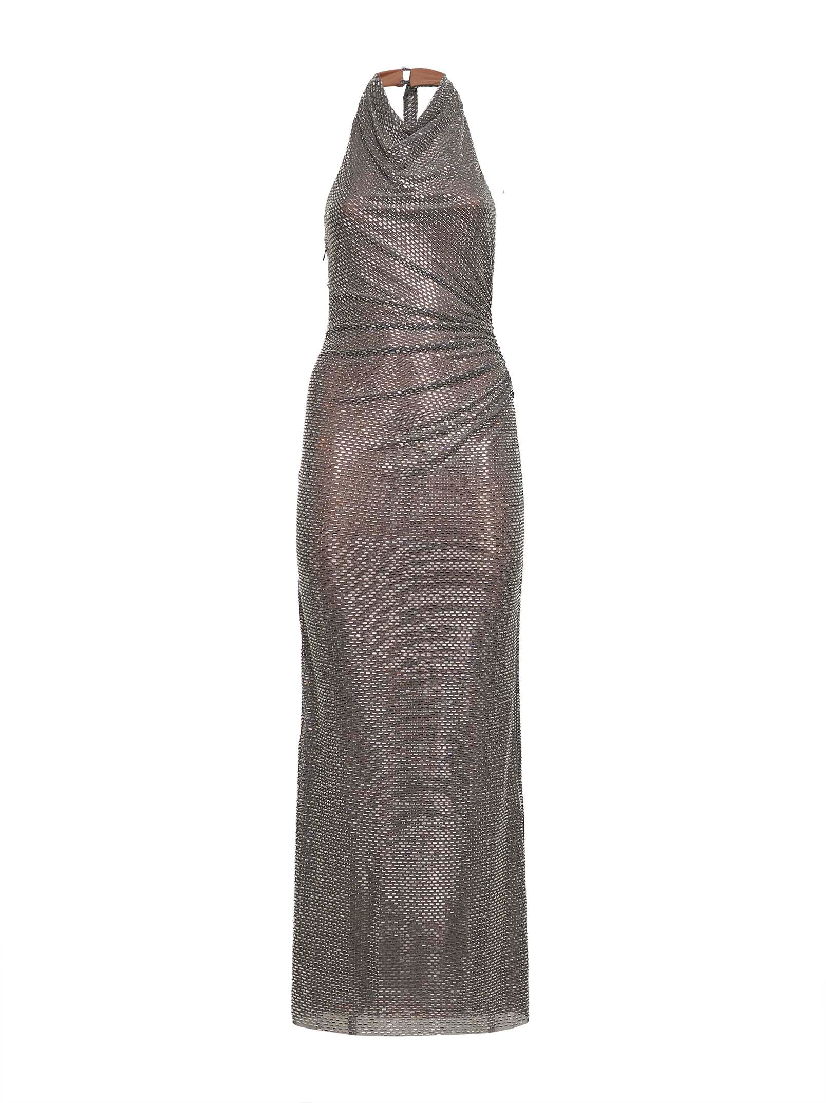 Stunning SELF PORTRAIT Grey Rhinestone Maxi Dress Review for Women Size 8