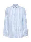 D 4.0 Light Blue and White Striped Linen Shirt Review for Men Size 42