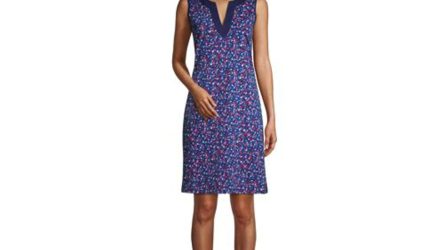 Draper James Sleeveless Cotton Beach Cover-Up Review: Stylish Comfort for Women Size 20 in Blue by Lands’ End