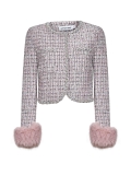 Stylish Elegance: SELF PORTRAIT Pink Bouclé Faux Fur Cuffs Jacket Review for Women Size 10