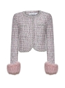 Stylish Elegance: SELF PORTRAIT Pink Bouclé Faux Fur Cuffs Jacket Review for Women Size 10