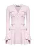 Elegant Review: SELF PORTRAIT Pink Pointelle Knit Pearl Trim Mini Dress for Women